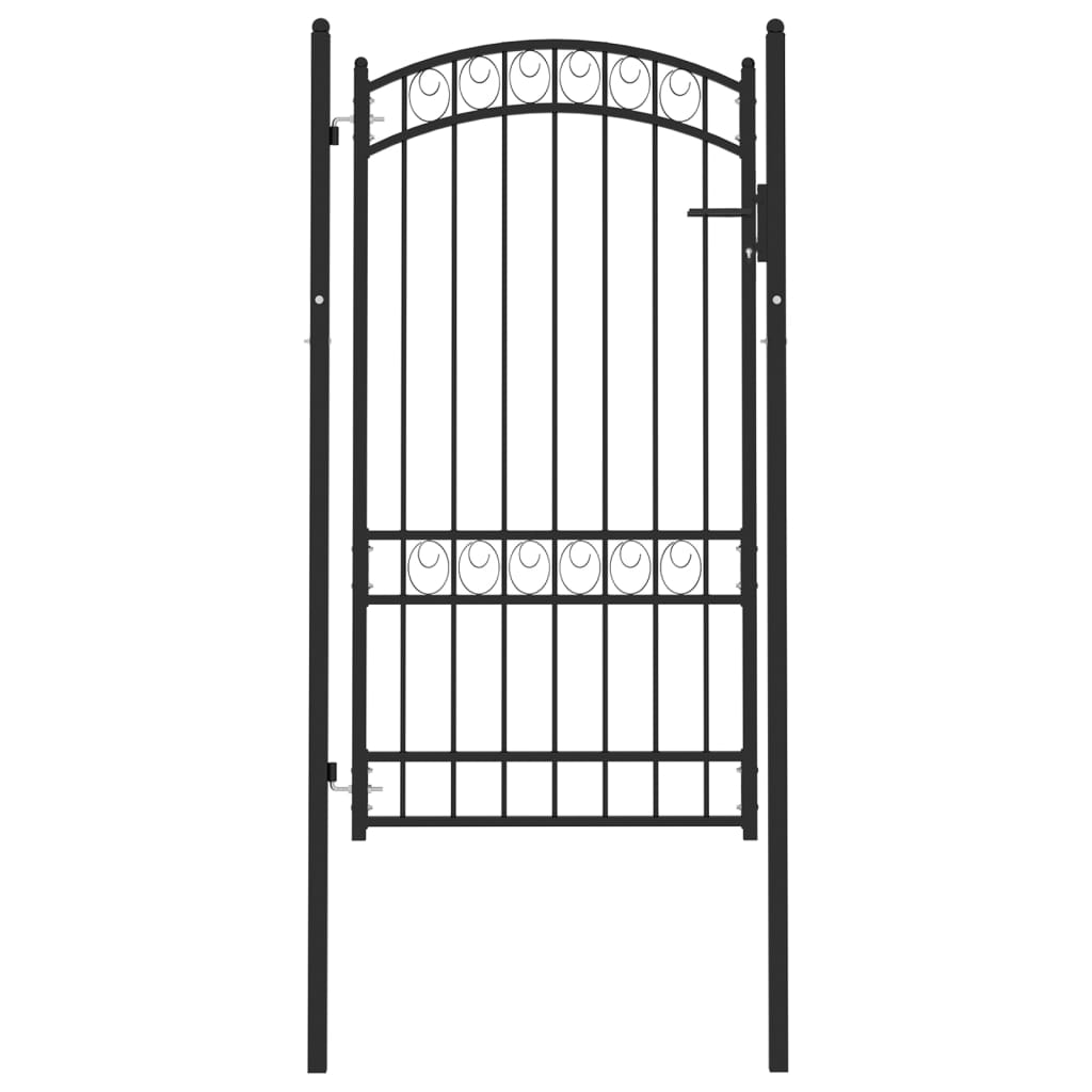 Berkfield Fence Gate with Arched Top Steel 100x175 cm Black