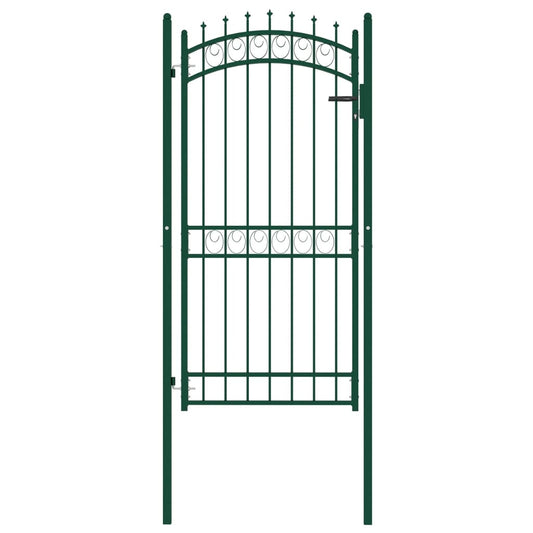 Berkfield Fence Gate with Spikes Steel 100x200 cm Green