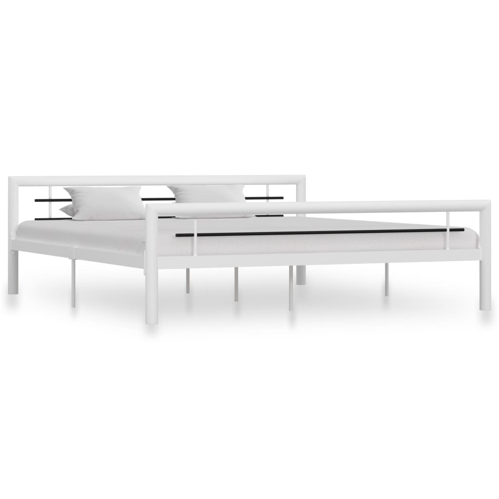 Berkfield Bed Frame White and Black Metal 180x200 cm 6FT Super King