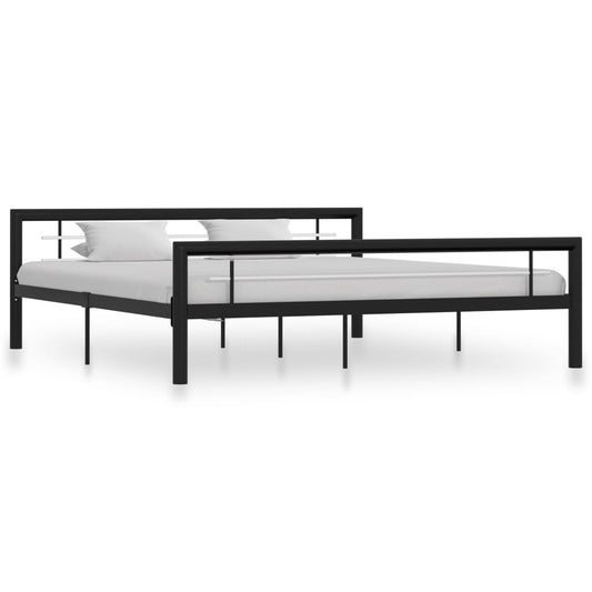 Berkfield Bed Frame Black and White Metal 180x200 cm 6FT Super King