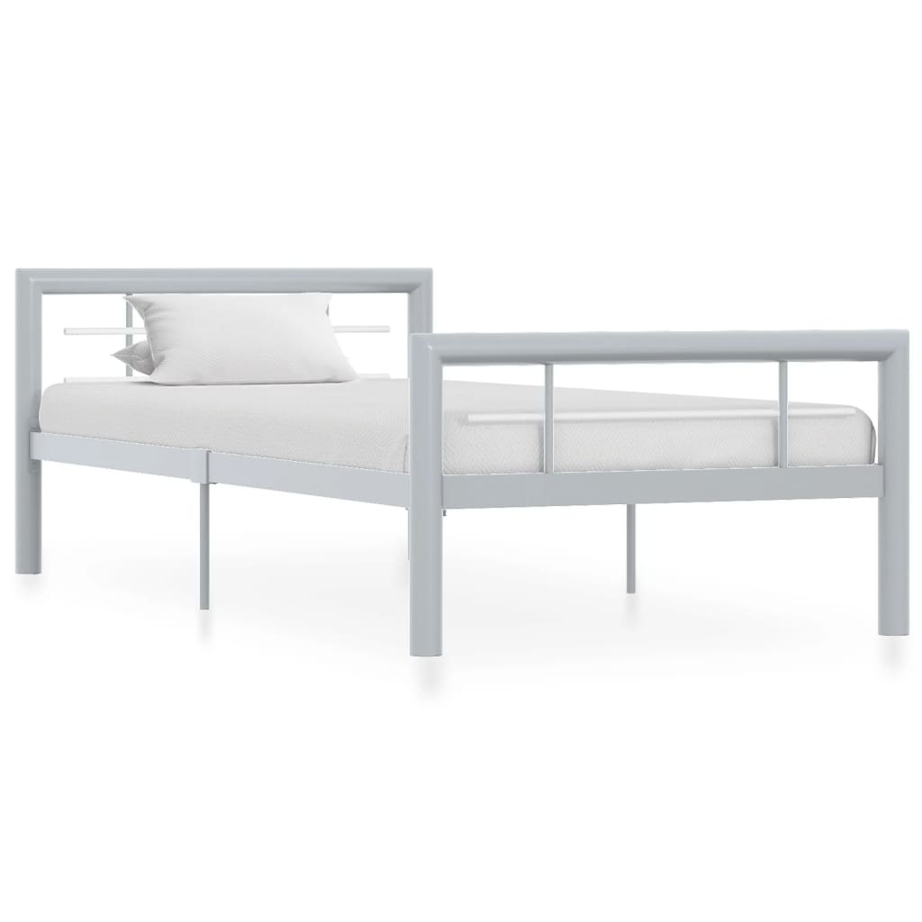 Berkfield Bed Frame Grey and White Metal 100x200 cm
