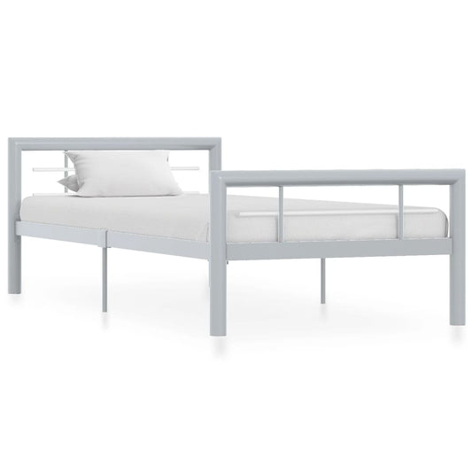 Berkfield Bed Frame Grey and White Metal 100x200 cm