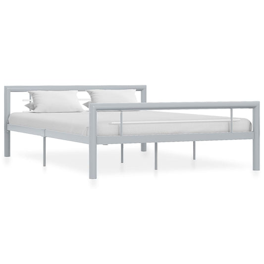 Berkfield Bed Frame Grey and White Metal 160x200 cm