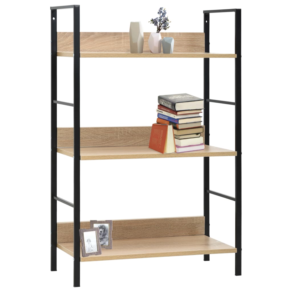 Berkfield 3-Layer Book Shelf Oak 60x27.6x90.5 cm Engineered Wood