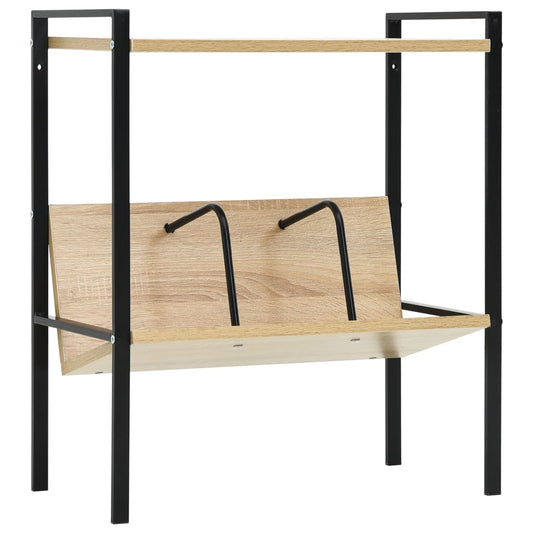 Berkfield 2-Layer Book Shelf Black and Oak 52x28x59 cm Engineered Wood