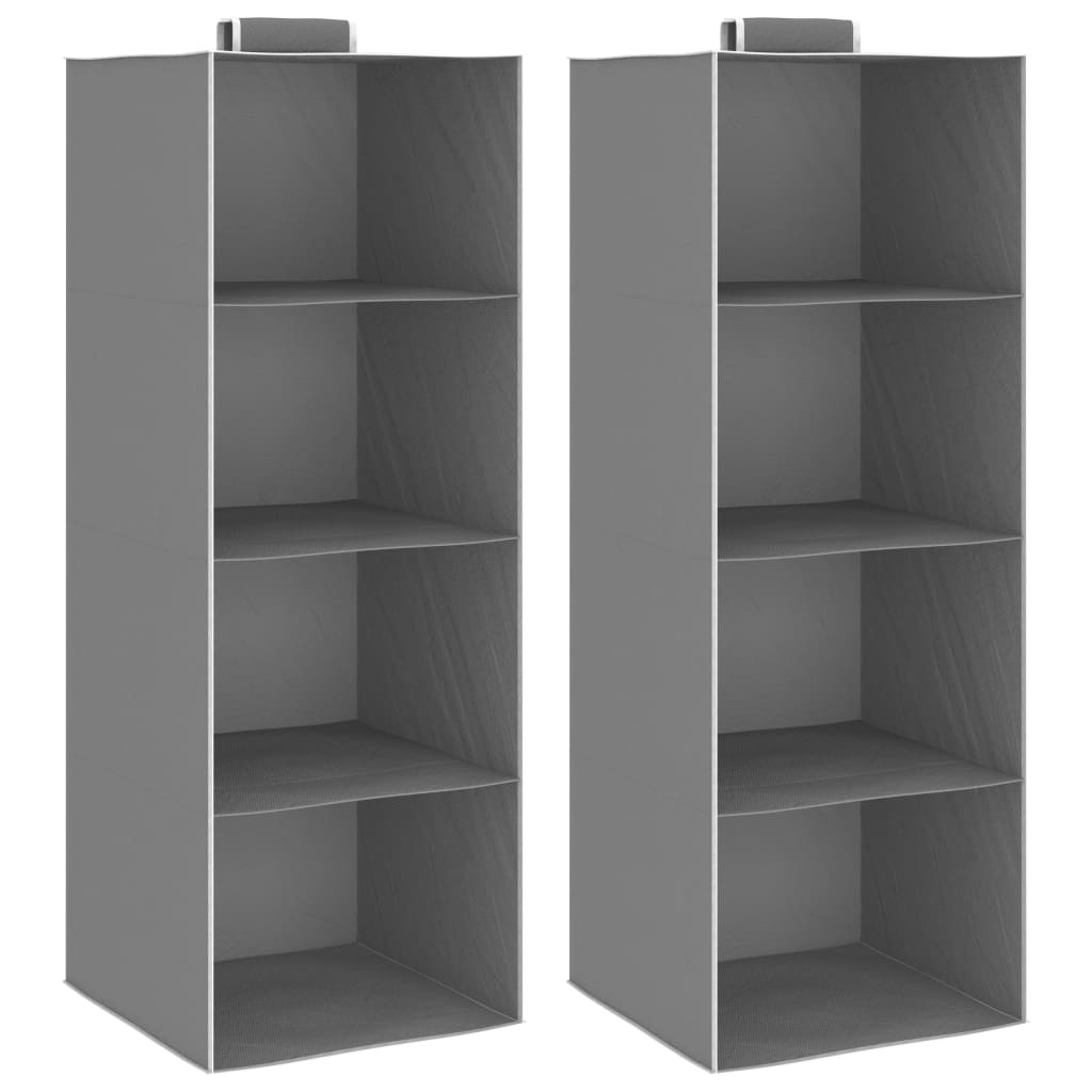 Berkfield Hanging Closet Organisers 2 pcs with 4 Shelves Fabric