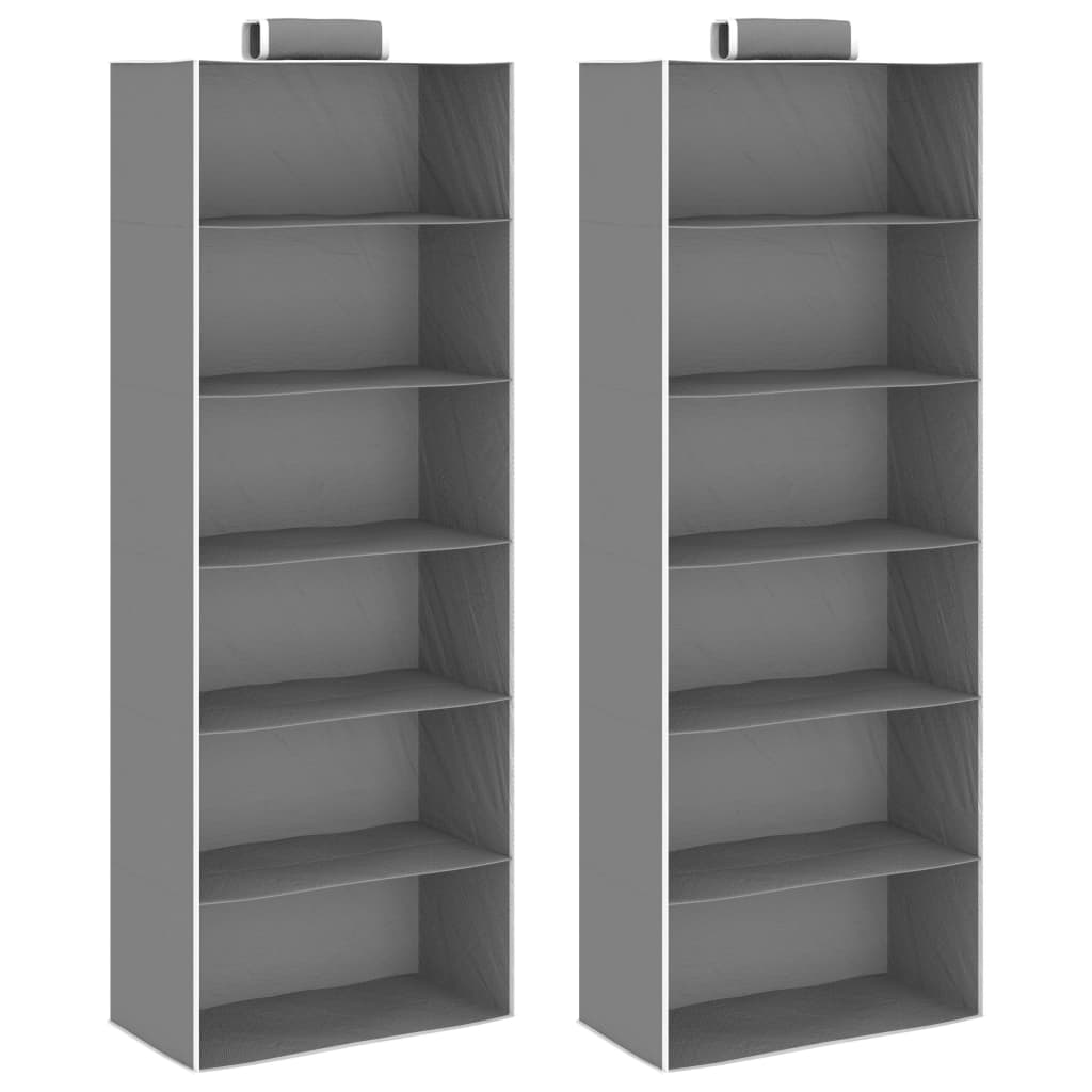 Berkfield Hanging Closet Organisers 2 pcs with 6 Shelves Fabric