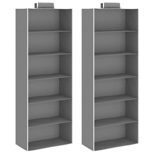 Berkfield Hanging Closet Organisers 2 pcs with 6 Shelves Fabric