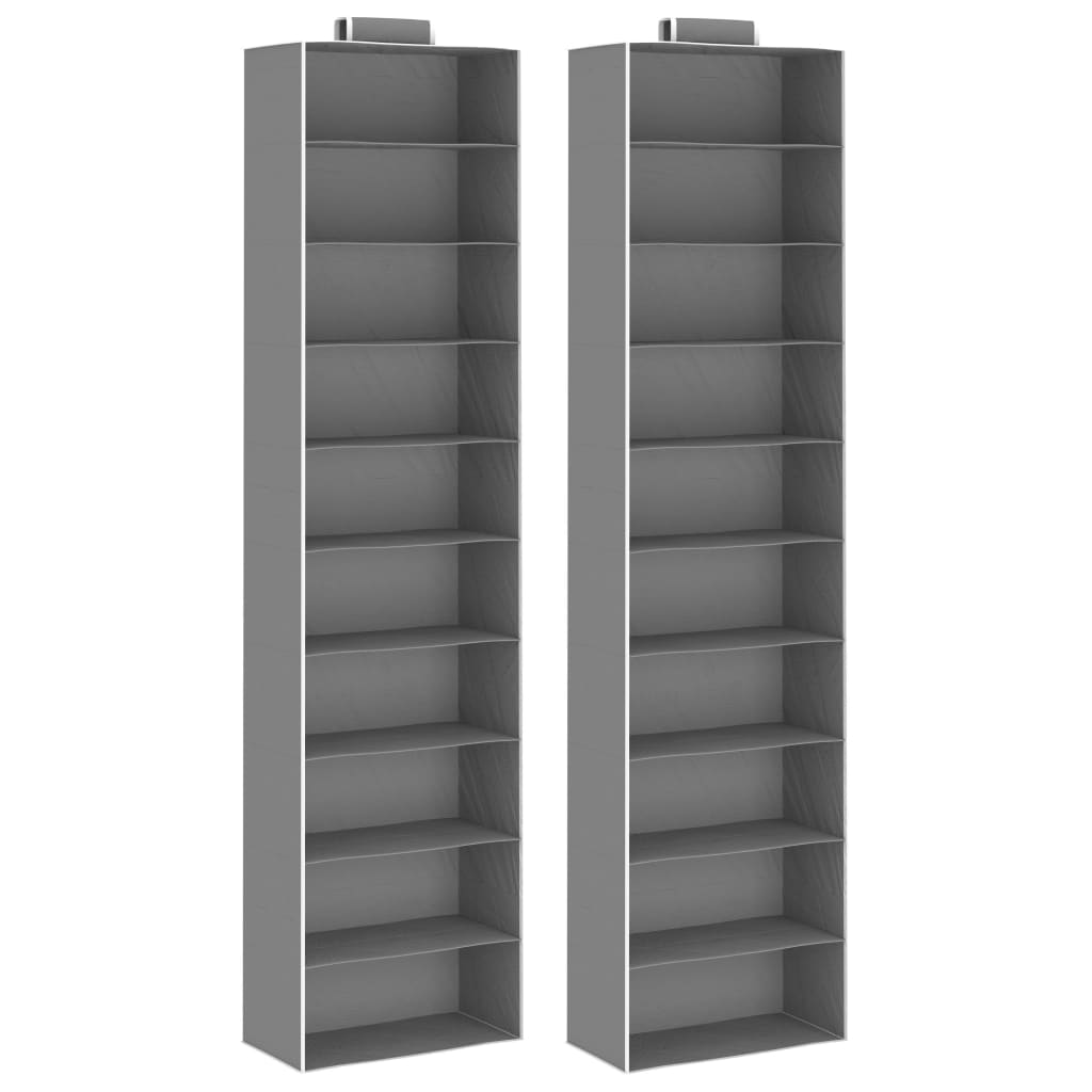 Berkfield Hanging Closet Organisers 2 pcs with 10 Shelves Fabric
