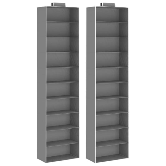 Berkfield Hanging Closet Organisers 2 pcs with 10 Shelves Fabric