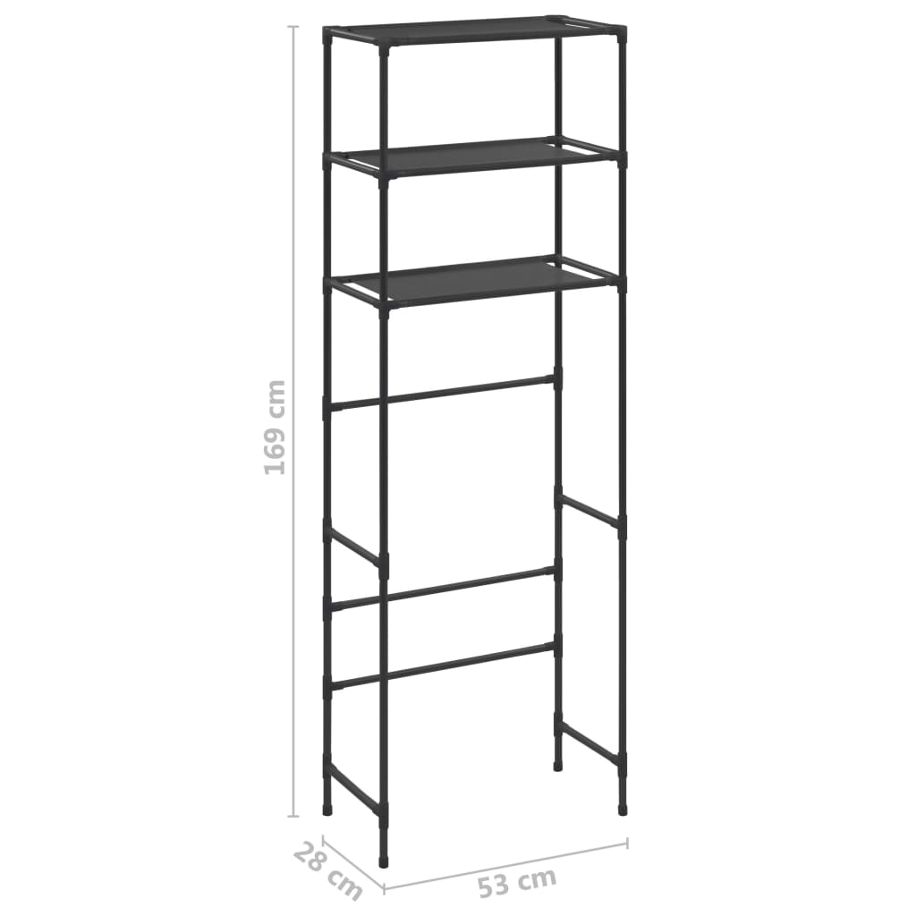 Berkfield 3-Tier Storage Rack over Toilet Black 53x28x169 cm