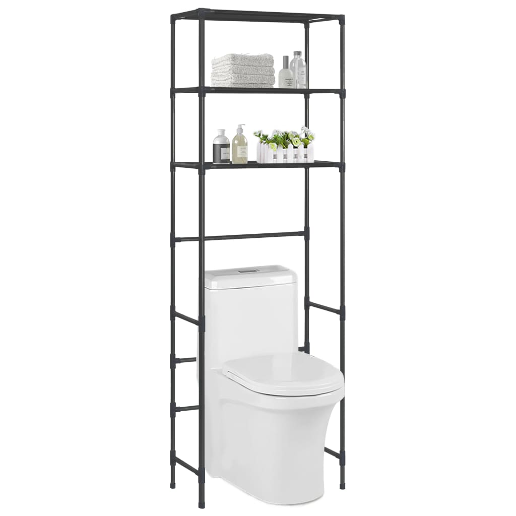 Berkfield 3-Tier Storage Rack over Toilet Black 53x28x169 cm