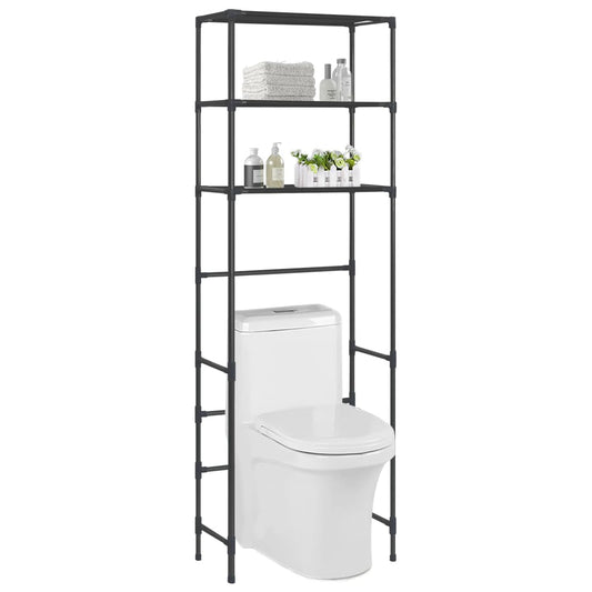 Berkfield 3-Tier Storage Rack over Toilet Black 53x28x169 cm