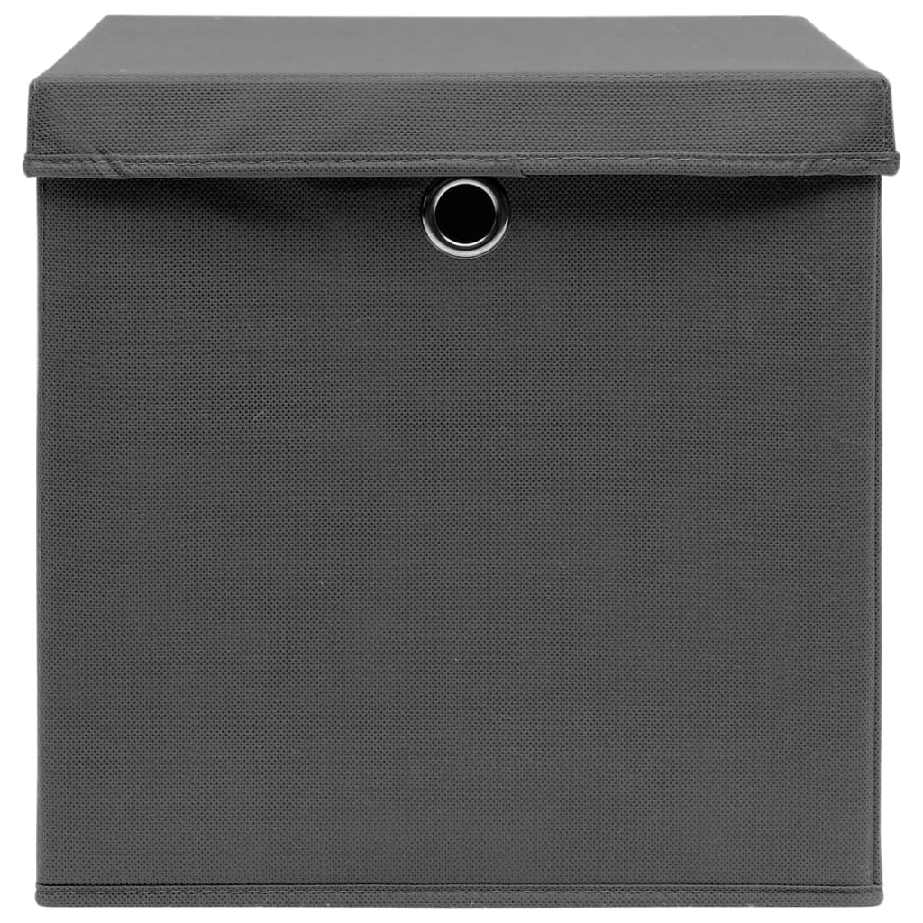 Berkfield Storage Boxes with Lids 10 pcs Grey 32x32x32 cm Fabric