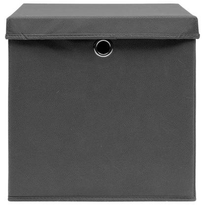 Berkfield Storage Boxes with Lids 10 pcs Grey 32x32x32 cm Fabric