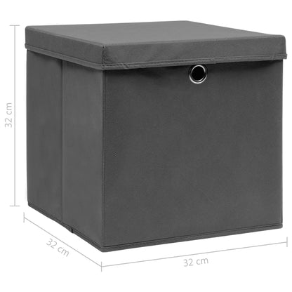 Berkfield Storage Boxes with Lids 10 pcs Grey 32x32x32 cm Fabric