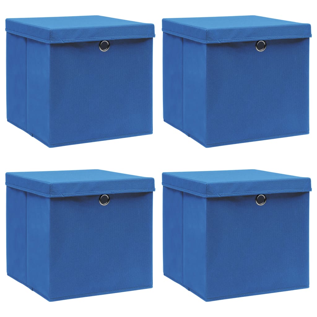 Berkfield Storage Boxes with Lids 4 pcs Blue 32x32x32 cm Fabric