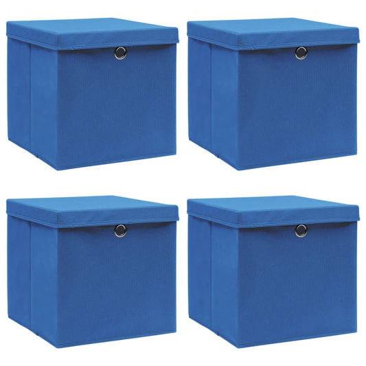 Berkfield Storage Boxes with Lids 4 pcs Blue 32x32x32 cm Fabric