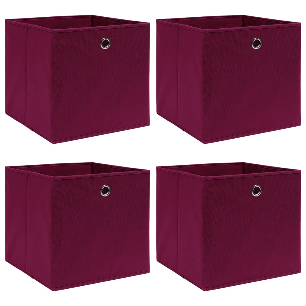 Berkfield Storage Boxes 4 pcs Dark Red 32x32x32 cm Fabric