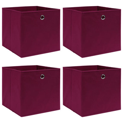 Berkfield Storage Boxes 4 pcs Dark Red 32x32x32 cm Fabric