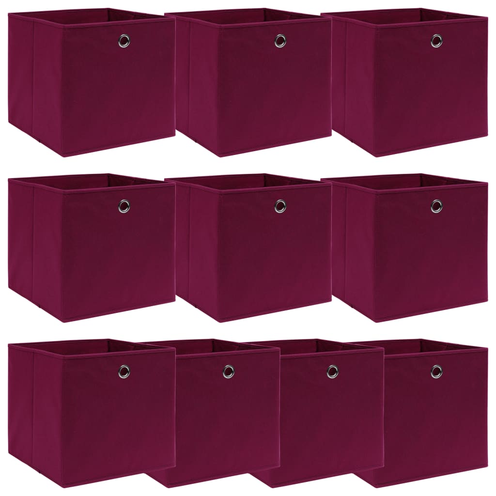 Berkfield Storage Boxes 10 pcs Dark Red 32x32x32 cm Fabric