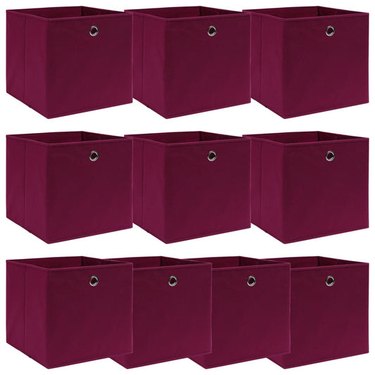 Berkfield Storage Boxes 10 pcs Dark Red 32x32x32 cm Fabric