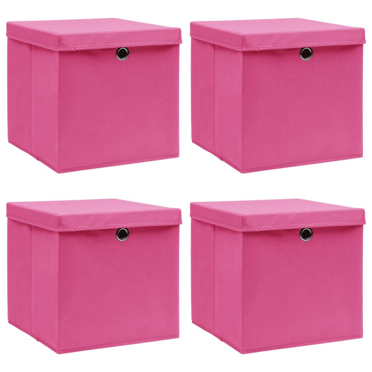 Berkfield Storage Boxes with Lids 4 pcs Pink 32x32x32 cm Fabric
