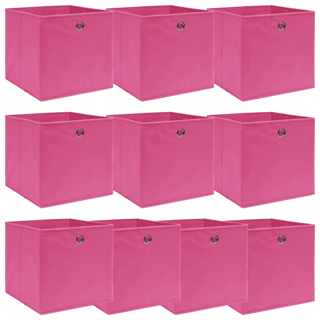 Berkfield Storage Boxes 10 pcs Pink 32x32x32 cm Fabric