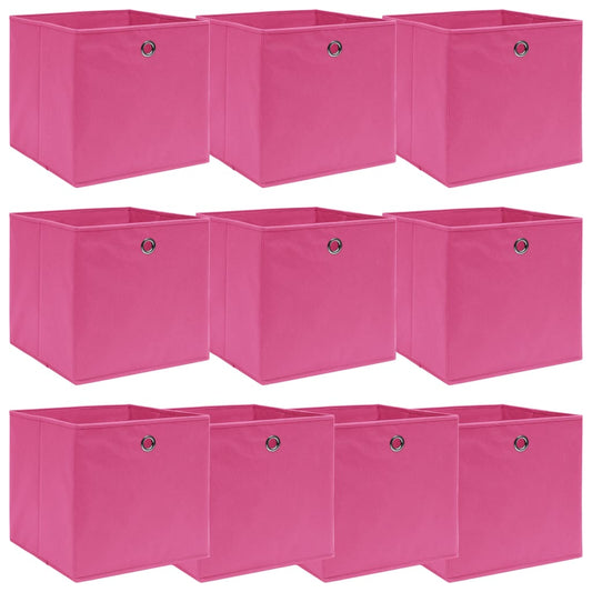 Berkfield Storage Boxes 10 pcs Pink 32x32x32 cm Fabric