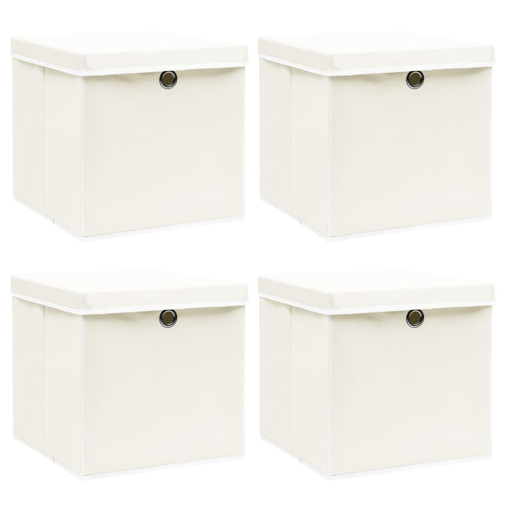 Berkfield Storage Boxes with Lids 4 pcs White 32x32x32 cm Fabric
