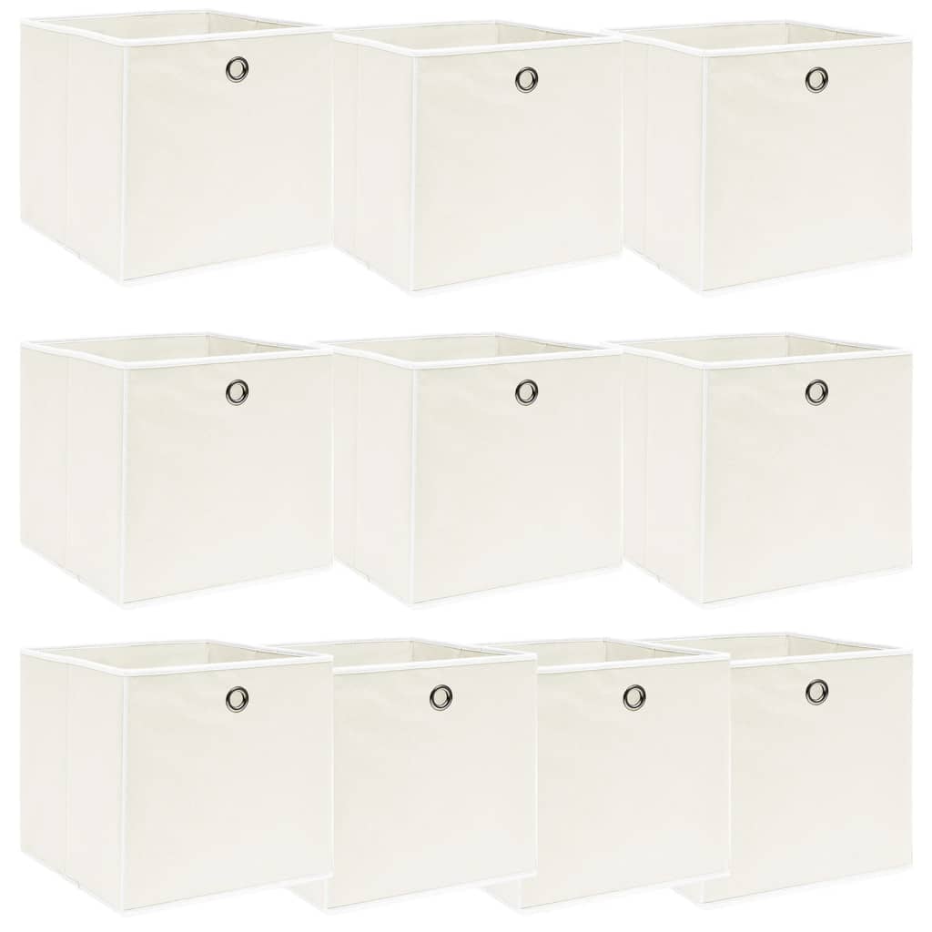 Berkfield Storage Boxes 10 pcs White 32x32x32 cm Fabric