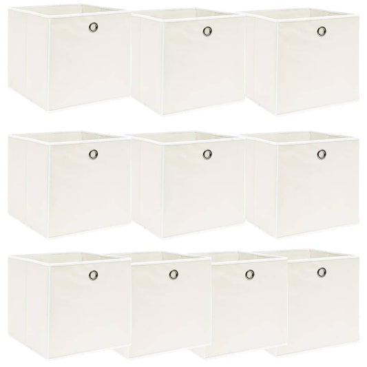 Berkfield Storage Boxes 10 pcs White 32x32x32 cm Fabric