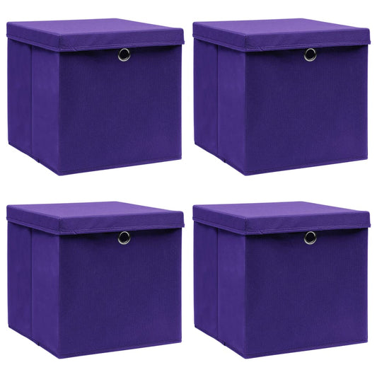 Berkfield Storage Boxes with Lids 4 pcs Purple 32x32x32 cm Fabric