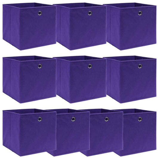 Berkfield Storage Boxes 10 pcs Purple 32x32x32 cm Fabric
