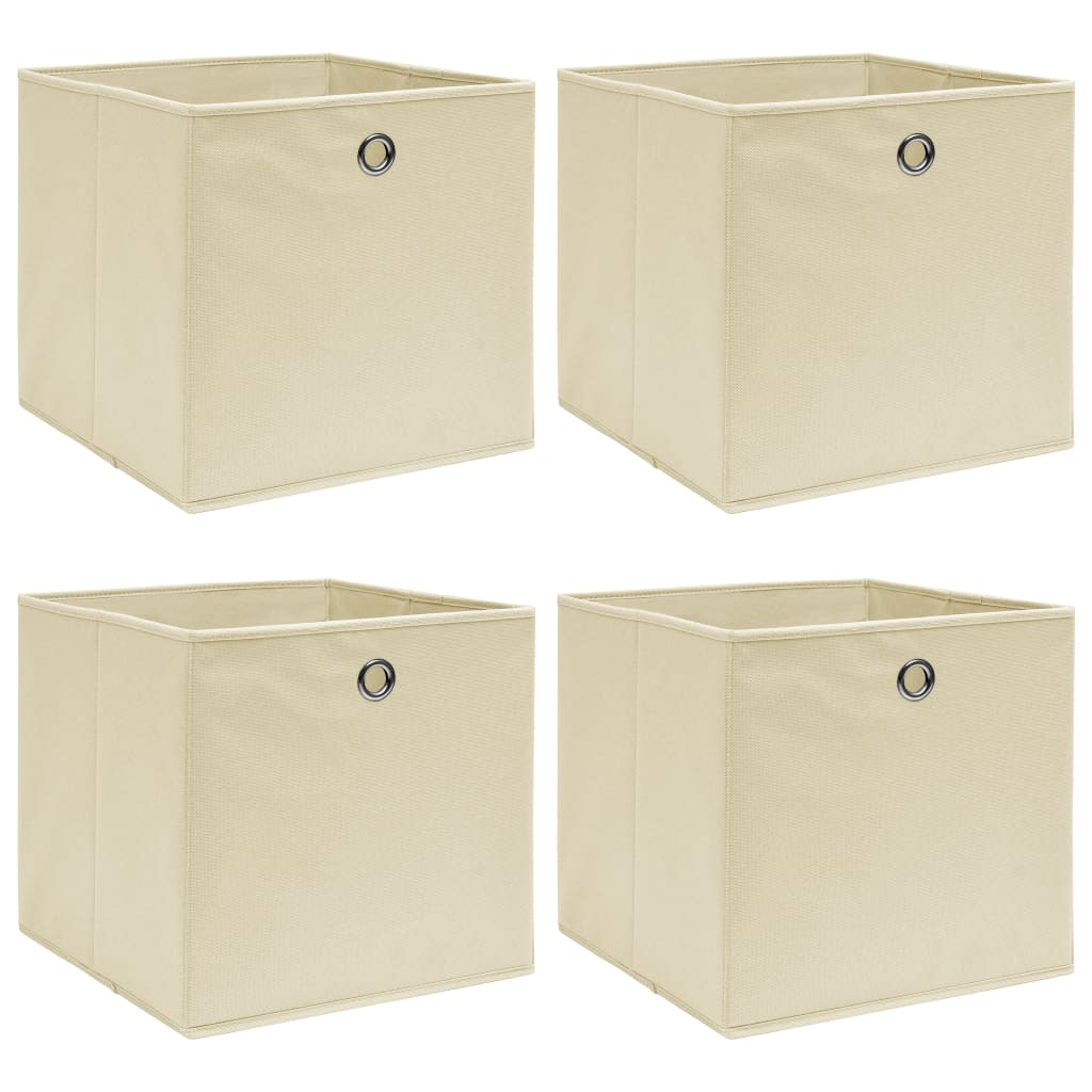 Berkfield Storage Boxes 4 pcs Cream 32x32x32 cm Fabric