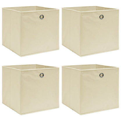 Berkfield Storage Boxes 4 pcs Cream 32x32x32 cm Fabric