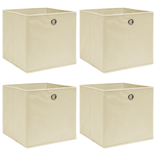 Berkfield Storage Boxes 4 pcs Cream 32x32x32 cm Fabric