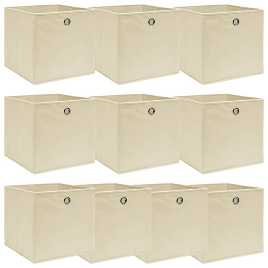 Berkfield Storage Boxes 10 pcs Cream 32x32x32 cm Fabric