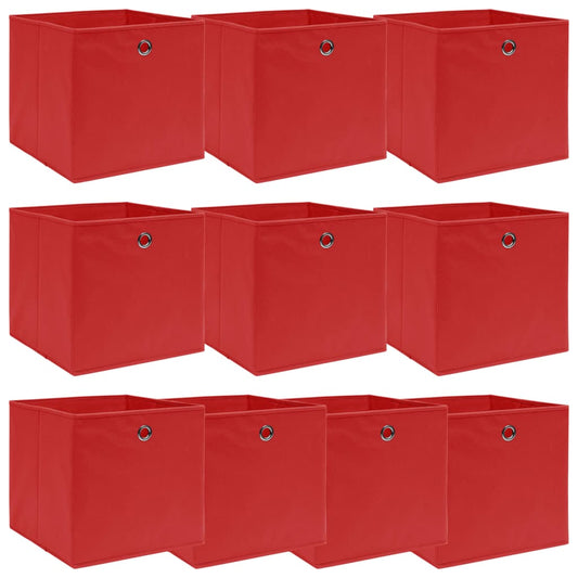 Berkfield Storage Boxes 10 pcs Red 32x32x32 cm Fabric