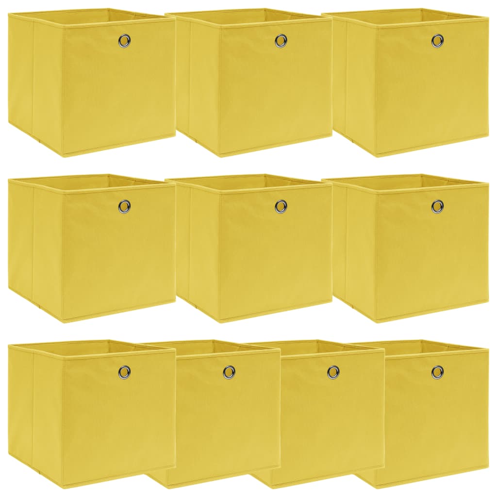 Berkfield Storage Boxes 10 pcs Yellow 32x32x32 cm Fabric