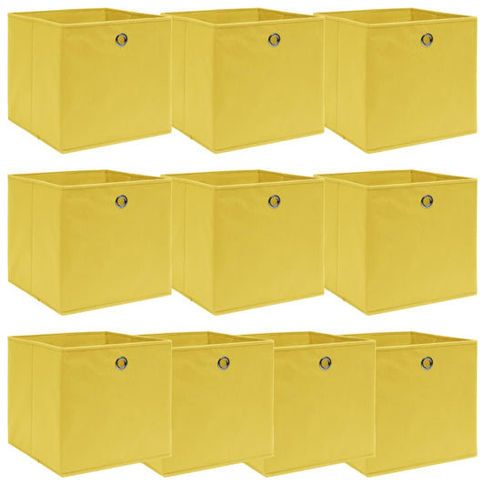 Berkfield Storage Boxes 10 pcs Yellow 32x32x32 cm Fabric