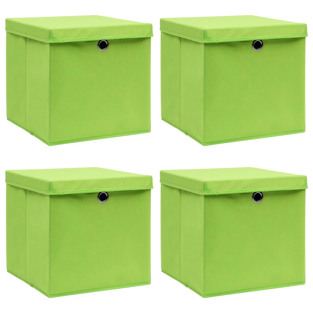 Berkfield Storage Boxes with Lids 4 pcs Green 32x32x32 cm Fabric
