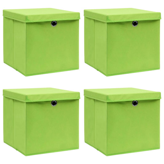 Berkfield Storage Boxes with Lids 4 pcs Green 32x32x32 cm Fabric