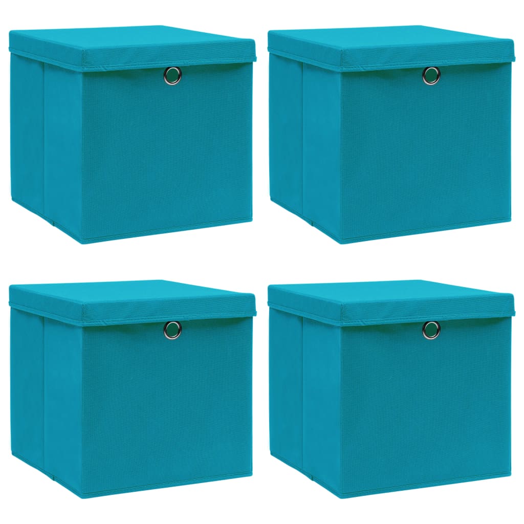 Berkfield Storage Boxes with Lids 4 pcs Baby Blue 32x32x32 cm Fabric
