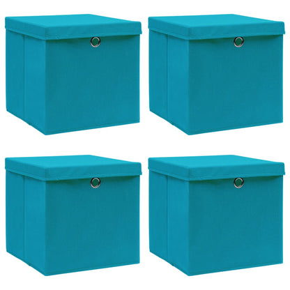 Berkfield Storage Boxes with Lids 4 pcs Baby Blue 32x32x32 cm Fabric