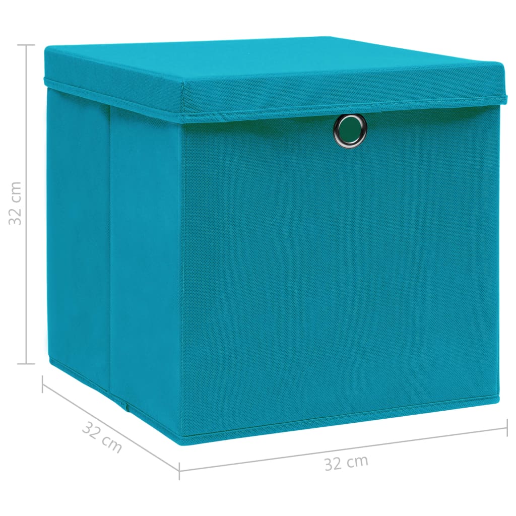 Berkfield Storage Boxes with Lids 4 pcs Baby Blue 32x32x32 cm Fabric