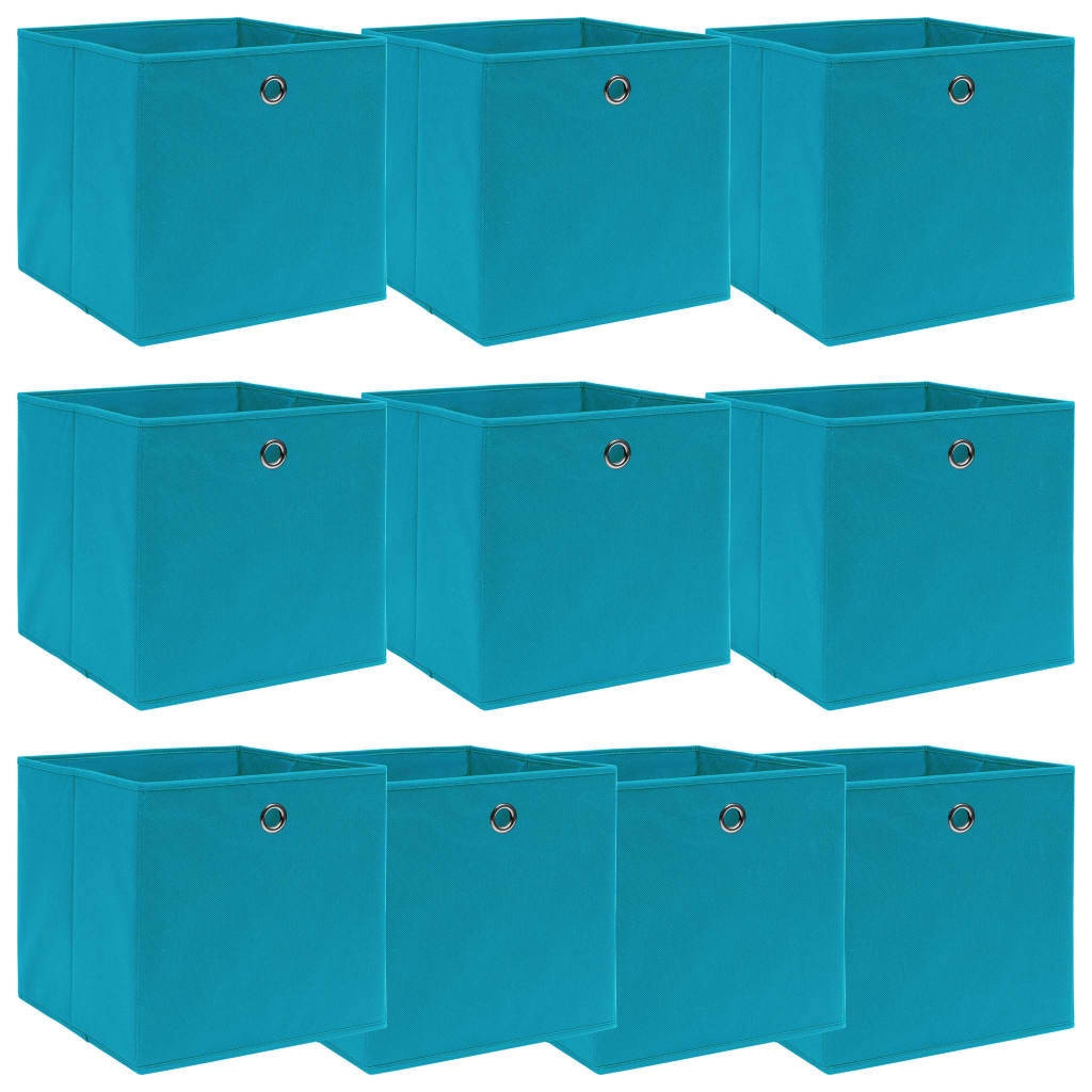 Berkfield Storage Boxes 10 pcs Baby Blue 32x32x32 cm Fabric