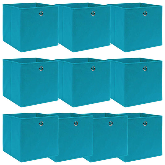 Berkfield Storage Boxes 10 pcs Baby Blue 32x32x32 cm Fabric