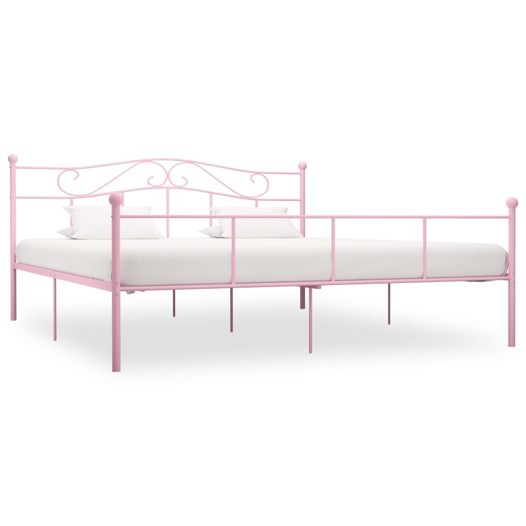 Berkfield Bed Frame Pink Metal 200x200 cm