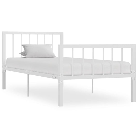Berkfield Bed Frame White Metal 90x200 cm
